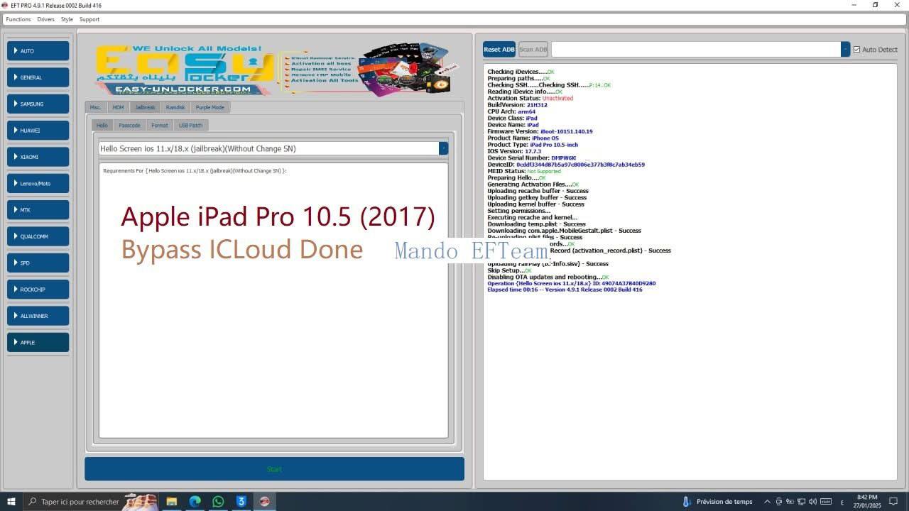 GSM-Forum - iPad Pro 10.5-inch (2017) WiFi iOS 17.7.3 Bypass Hello ...