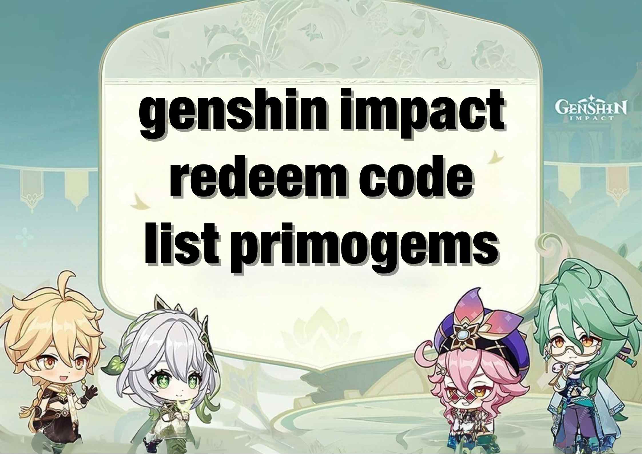 genshin impact redeem code list primogems